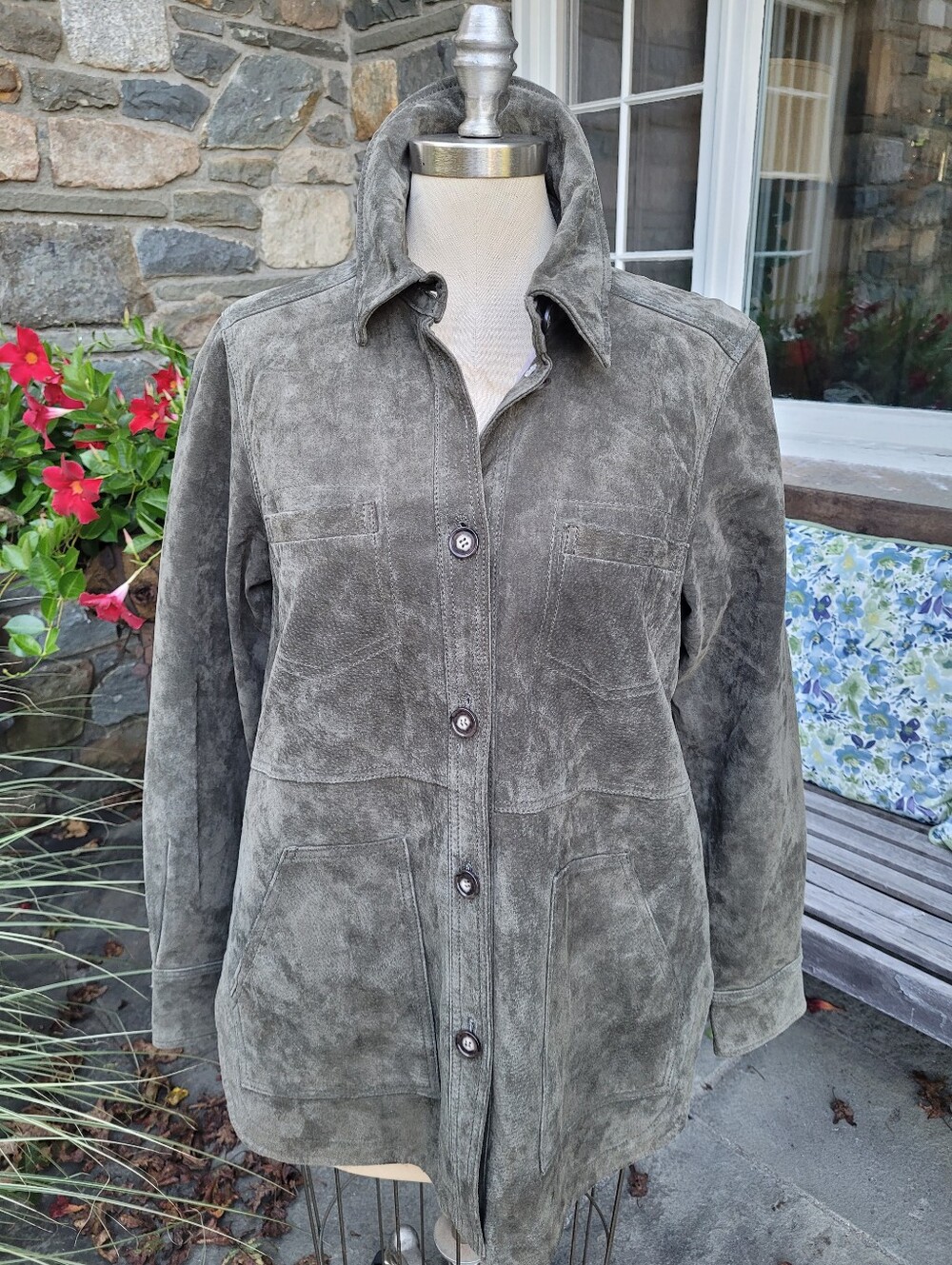 Anthropologie Suede Leather Utility Jacket Shacket